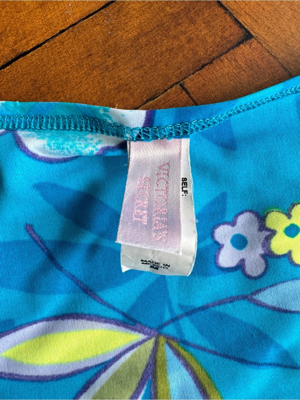 Sz M Y2K Victorias Secret Turquoise Floral Sarong Side Tie Mini Swim Coverup EUC - Picture 5 of 6